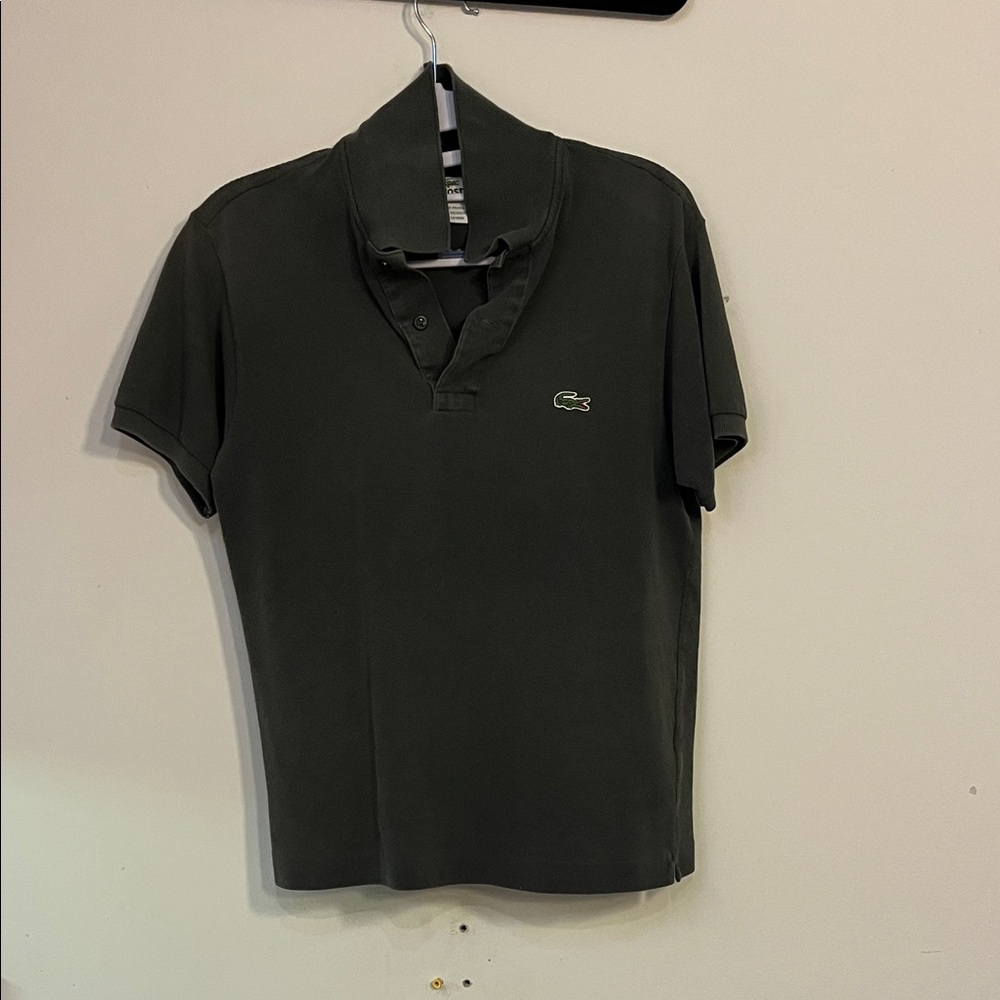 Super Cute Relaxed Lacoste Polo Shirt in Heather Grey | small
